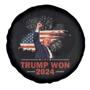 Trump Won 2024 Spare Tire Cover 47th President American Flag Raised Fist TS02 Print Your Wear