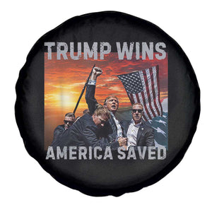 Trump 2024 Spare Tire Cover Trump Won America Saved American Flag TS02 Print Your Wear