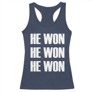 Trump 2024 Racerback Tank Top Triple He Won 47th President TS02 Navy Print Your Wear