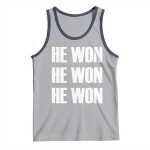 Trump 2024 Tank Top Triple He Won 47th President TS02 Athletic Heather Navy Print Your Wear