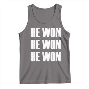 Trump 2024 Tank Top Triple He Won 47th President TS02 Deep Heather Print Your Wear