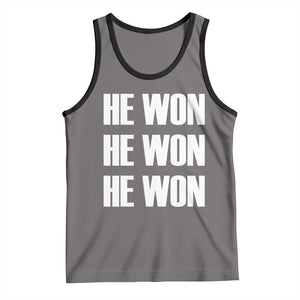 Trump 2024 Tank Top Triple He Won 47th President TS02 Deep Heather Black Print Your Wear
