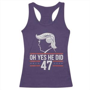 Trump 2024 Racerback Tank Top Oh Yes He Did He Won 47th President TS02 Purple Print Your Wear