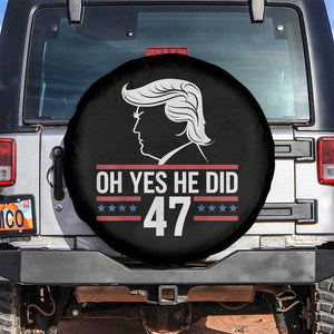Trump 2024 Spare Tire Cover Oh Yes He Did He Won 47th President TS02 No hole Black Print Your Wear