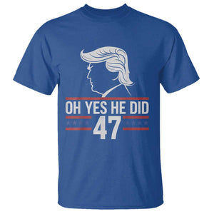 Trump 2024 T Shirt Oh Yes He Did He Won 47th President TS02 Royal Blue Print Your Wear