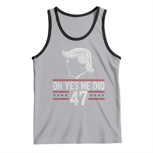 Trump 2024 Tank Top Oh Yes He Did He Won 47th President TS02 Athletic Heather Black Print Your Wear