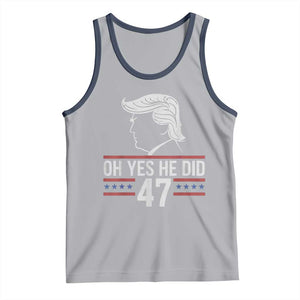 Trump 2024 Tank Top Oh Yes He Did He Won 47th President TS02 Athletic Heather Navy Print Your Wear