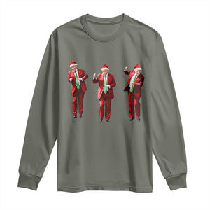 Funny Trump Dance Christmas Long Sleeve Shirt Santa Claus 2024 Xmas Pajamas Holiday TS02 Military Green Print Your Wear