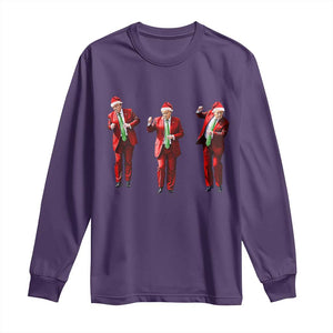 Funny Trump Dance Christmas Long Sleeve Shirt Santa Claus 2024 Xmas Pajamas Holiday TS02 Purple Print Your Wear