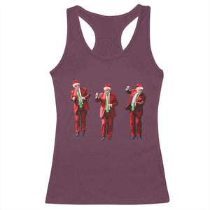Funny Trump Dance Christmas Racerback Tank Top Santa Claus 2024 Xmas Pajamas Holiday TS02 Maroon Print Your Wear
