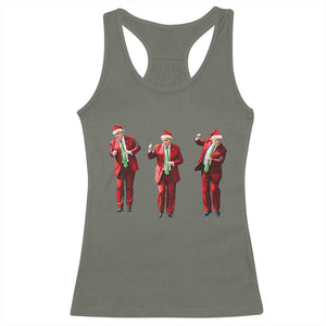 Funny Trump Dance Christmas Racerback Tank Top Santa Claus 2024 Xmas Pajamas Holiday TS02 Military Green Print Your Wear