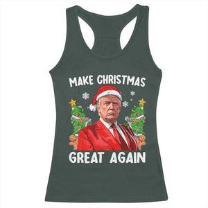 Funny Santa Trump 2024 Racerback Tank Top Make Christmas Great Again TS02 Dark Forest Green Print Your Wear