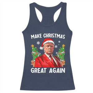 Funny Santa Trump 2024 Racerback Tank Top Make Christmas Great Again TS02 Navy Print Your Wear