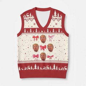 Trump Girl V-Neck Knit Sweater Vest 47th President Pink Coquette Bow Girly Y2K TS02 Beige Red Print Your Wear