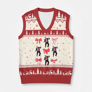 Trump Girl V-Neck Knit Sweater Vest 47th President Dancing Pink Coquette Bow Girly Y2K TS02 Beige Red Print Your Wear