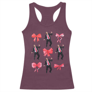 Trump Girl 2024 Racerback Tank Top 47th President Dancing Pink Coquette Bow Girly Y2K TS02 Maroon Print Your Wear