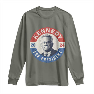 RFK Jr Kennedy 2024 Long Sleeve Shirt For President Vintage Button TS02 Military Green Print Your Wear