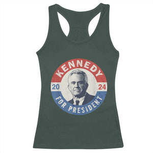 RFK Jr Kennedy 2024 Racerback Tank Top For President Vintage Button TS02 Dark Forest Green Print Your Wear