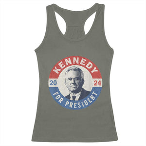 RFK Jr Kennedy 2024 Racerback Tank Top For President Vintage Button TS02 Military Green Print Your Wear