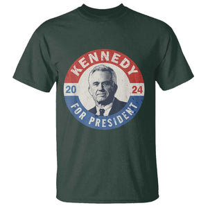 RFK Jr Kennedy 2024 T Shirt For President Vintage Button TS02 Dark Forest Green Print Your Wear