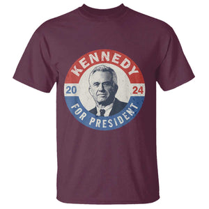 RFK Jr Kennedy 2024 T Shirt For President Vintage Button TS02 Maroon Print Your Wear