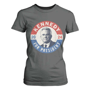RFK Jr Kennedy 2024 T Shirt For Women For President Vintage Button TS02 Dark Heather Print Your Wear
