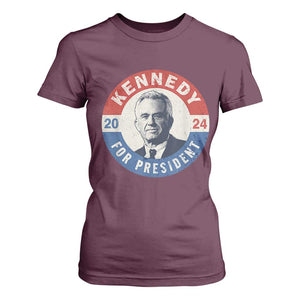 RFK Jr Kennedy 2024 T Shirt For Women For President Vintage Button TS02 Maroon Print Your Wear