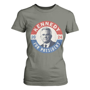 RFK Jr Kennedy 2024 T Shirt For Women For President Vintage Button TS02 Military Green Print Your Wear