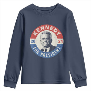 RFK Jr Kennedy 2024 Youth Sweatshirt For President Vintage Button TS02 Navy Print Your Wear