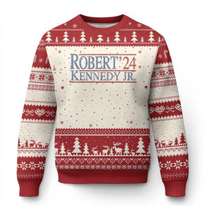 RFK Jr Kennedy 2024 Ugly Christmas Sweater Distressed Robert Kennedy Jr. 24 TS02 Beige Red Print Your Wear