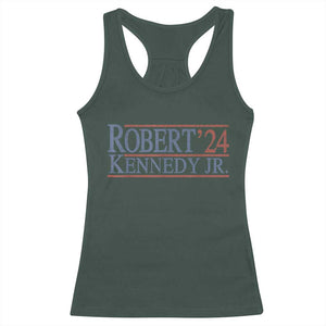RFK Jr Kennedy 2024 Racerback Tank Top Distressed Robert Kennedy Jr. 24 TS02 Dark Forest Green Print Your Wear