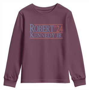 RFK Jr Kennedy 2024 Youth Sweatshirt Distressed Robert Kennedy Jr. 24 TS02 Maroon Print Your Wear