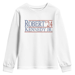 RFK Jr Kennedy 2024 Youth Sweatshirt Distressed Robert Kennedy Jr. 24 TS02 White Print Your Wear