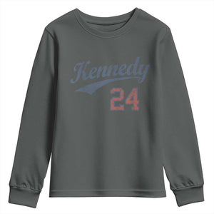 RFK Jr Kennedy 2024 Youth Sweatshirt Team Kennedy 24 Vintage TS02 Dark Heather Print Your Wear