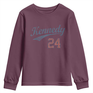 RFK Jr Kennedy 2024 Youth Sweatshirt Team Kennedy 24 Vintage TS02 Maroon Print Your Wear