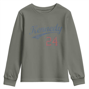 RFK Jr Kennedy 2024 Youth Sweatshirt Team Kennedy 24 Vintage TS02 Military Green Print Your Wear