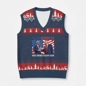 Donny Bobby 2024 V-Neck Knit Sweater Vest Robert Kennedy Jr RFK and Trump Unity TS02 Navy Red Print Your Wear