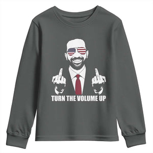 Zohran Mamdani Hope Youth Sweatshirt Zoharan Mamdani USA Flag Funny Middle Finger TS02 Dark Heather Print Your Wear