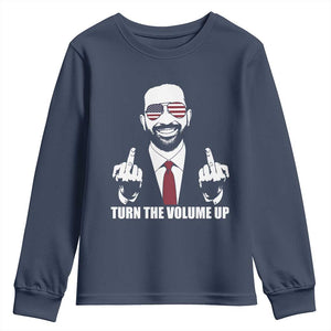 Zohran Mamdani Hope Youth Sweatshirt Zoharan Mamdani USA Flag Funny Middle Finger TS02 Navy Print Your Wear