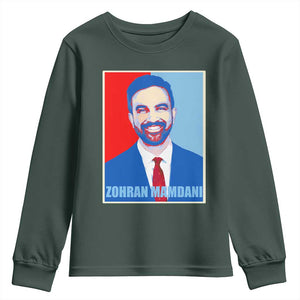 Zohran Madamni Youth Sweatshirt for New York Mayor TS02 Dark Forest Green Print Your Wear
