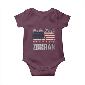 Zohran Mamdani Groovy Flowers Baby Onesie Retro Style TS02 Maroon Print Your Wear