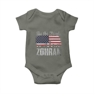 Zohran Mamdani Groovy Flowers Baby Onesie Retro Style TS02 Military Green Print Your Wear