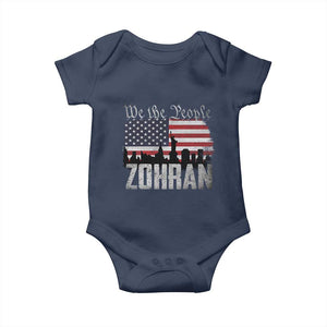 Zohran Mamdani Groovy Flowers Baby Onesie Retro Style TS02 Navy Print Your Wear