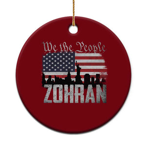 Zohran Mamdani Groovy Flowers Ceramic Ornament Retro Style TS02 Circle 1pc Print Your Wear