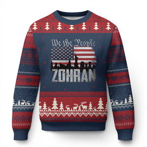Zohran Mamdani Groovy Flowers Ugly Christmas Sweater Retro Style TS02 Navy Red Print Your Wear