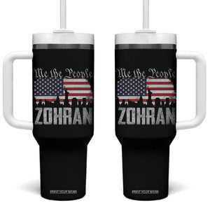Zohran Mamdani Groovy Flowers Tumbler With Handle Retro Style TS02 One Size: 40 oz Black Print Your Wear