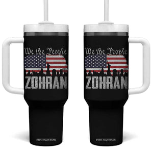 Zohran Mamdani Groovy Flowers Tumbler With Handle Retro Style TS02 One Size: 40 oz Black Print Your Wear