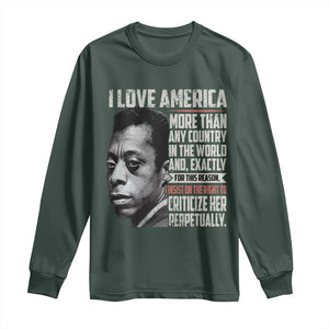 James Baldwin American Patriotic Long Sleeve Shirt I Love America More Than Any Country TS02 Dark Forest Green Print Your Wear