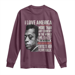 James Baldwin American Patriotic Long Sleeve Shirt I Love America More Than Any Country TS02 Maroon Print Your Wear