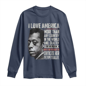 James Baldwin American Patriotic Long Sleeve Shirt I Love America More Than Any Country TS02 Navy Print Your Wear